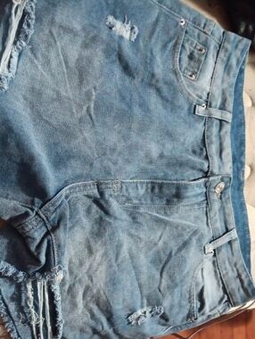 Blue Distressed Denim Shorts